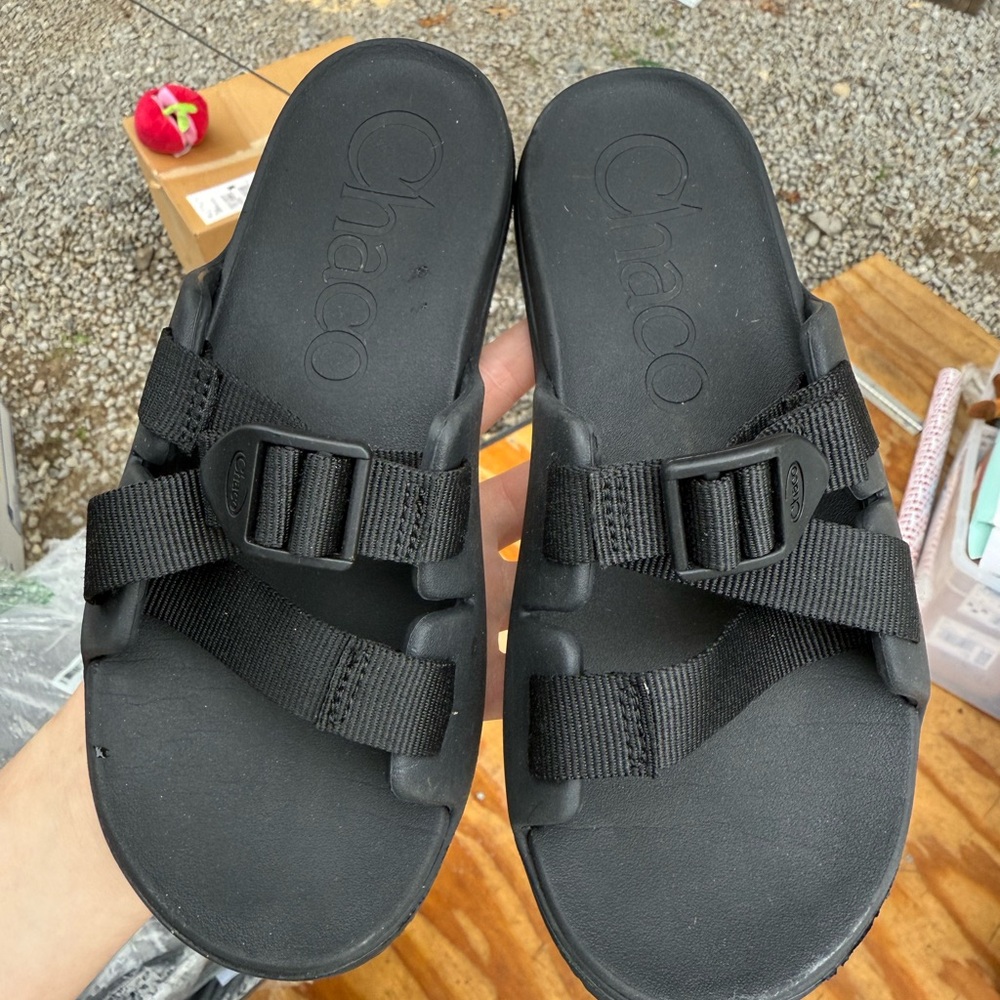 Chaco Black Adjustable Slide Sandals